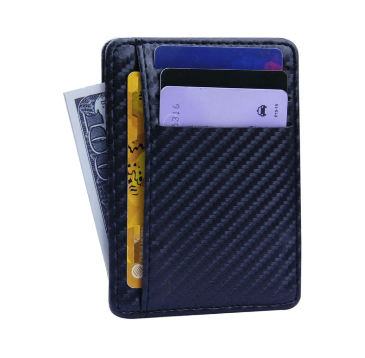 PU Leather Carbon Fiber Wallet Mini Slim