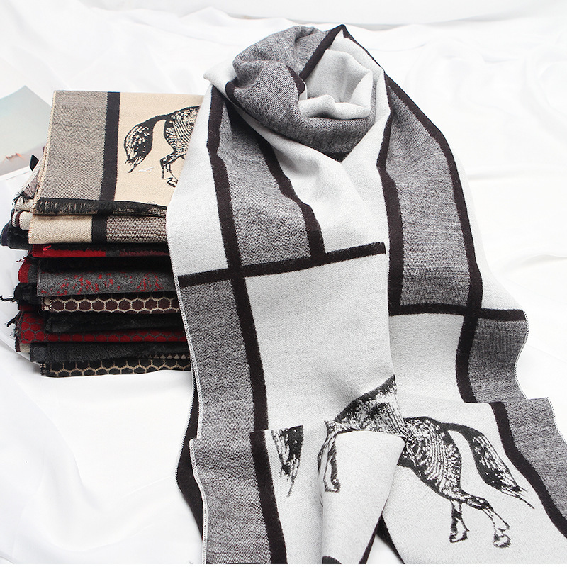 Men's Thickened Brushed Plaid Scarf