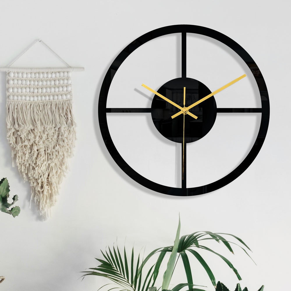 3D Black Acrylic Round Digital Wall Clock