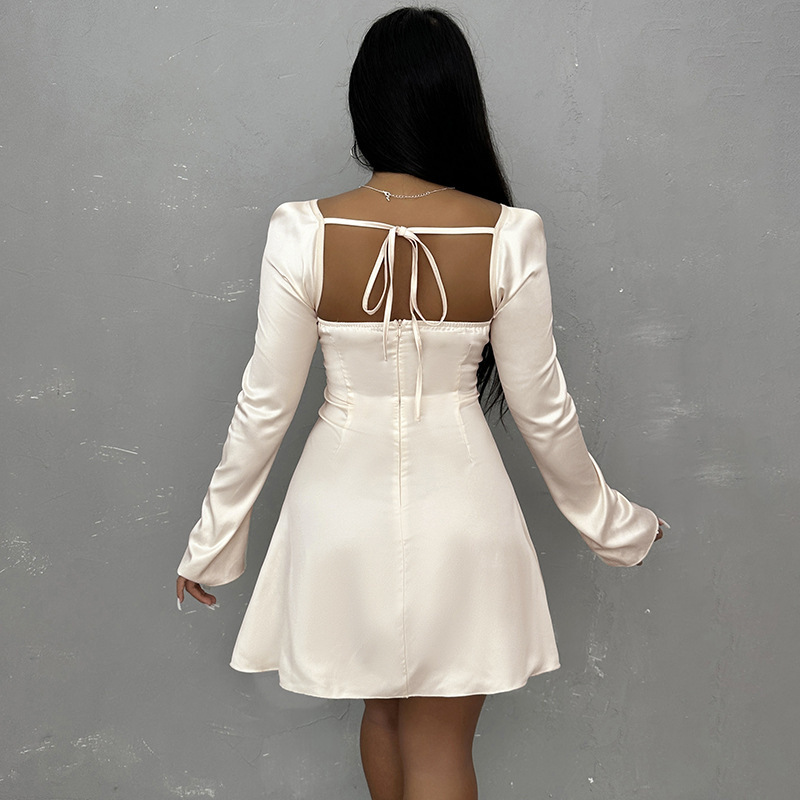 Fashion Slim-Fit Lace up Hollow Dress - Image 5