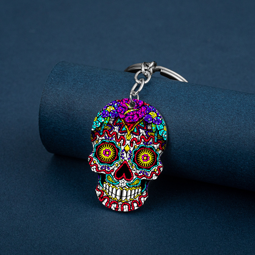 Day Of The Dead Skull Color Printing Key Ring - Image 7