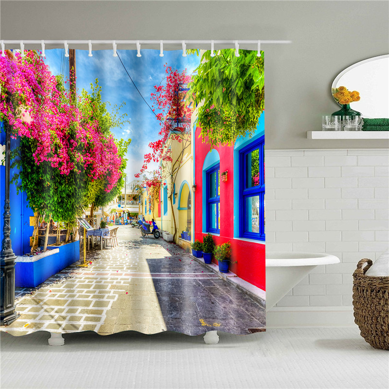 Waterproof Garden Flowers Scenery Shower Curtain - Image 7