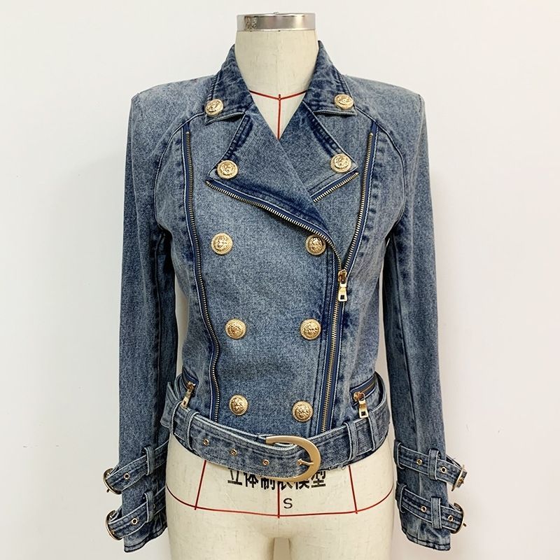 Locomotive Washed Denim Jacket With Metal Buckle - Image 2