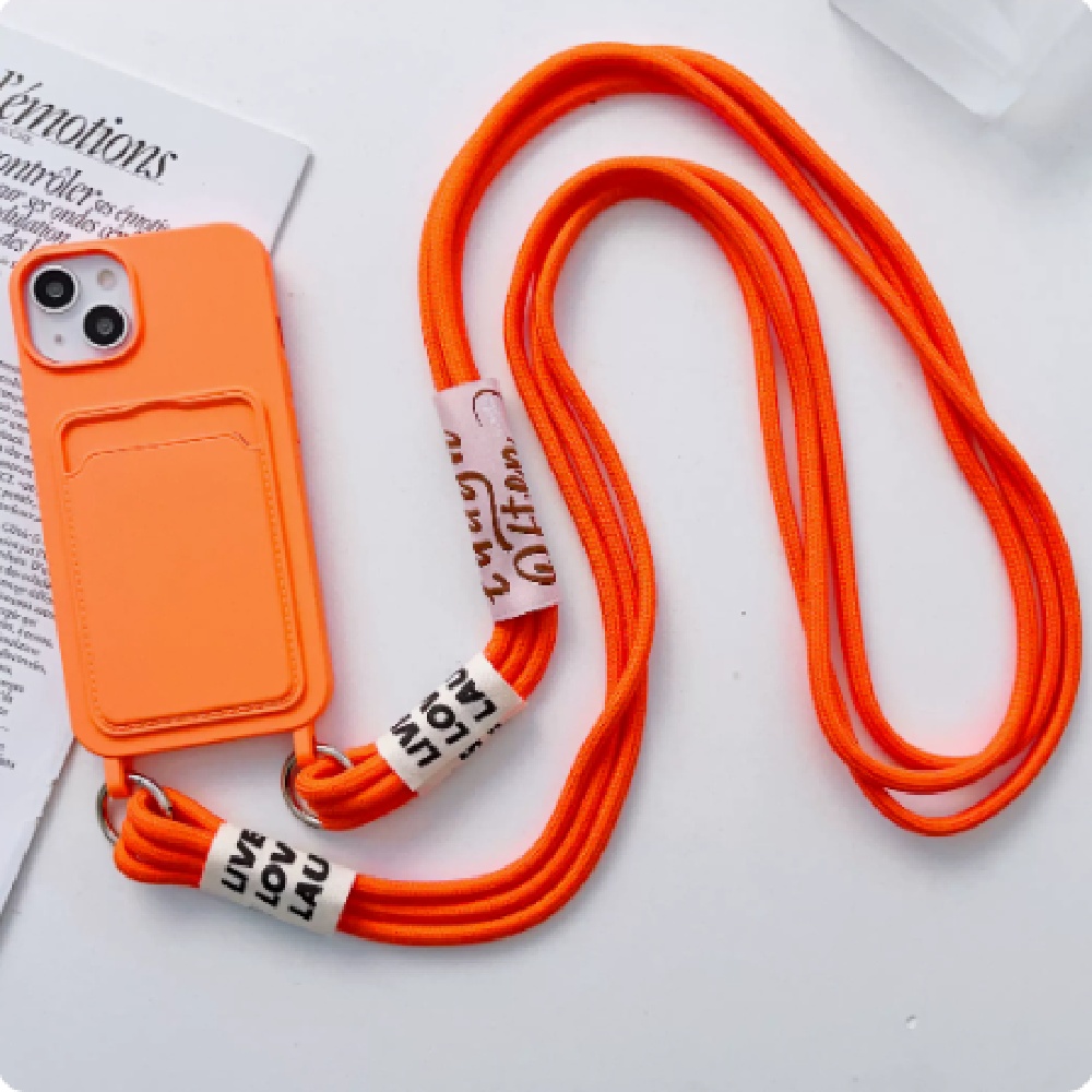 Simple Solid Color Phone Case With Detachable Lanyard - Image 4
