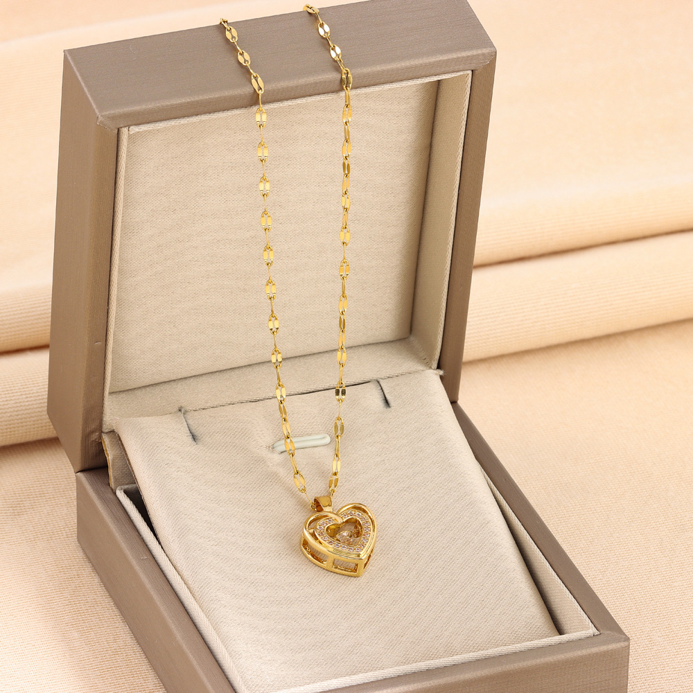 Double-layer Love Necklace With Rhinestones - Image 5