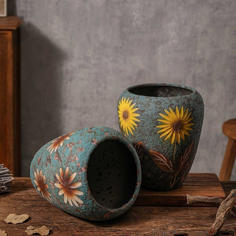 Sunflower Vintage Ceramic Vase - Image 6