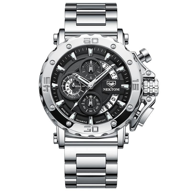 Heavy Steel Band Luminous Quartz Watch - Image 2