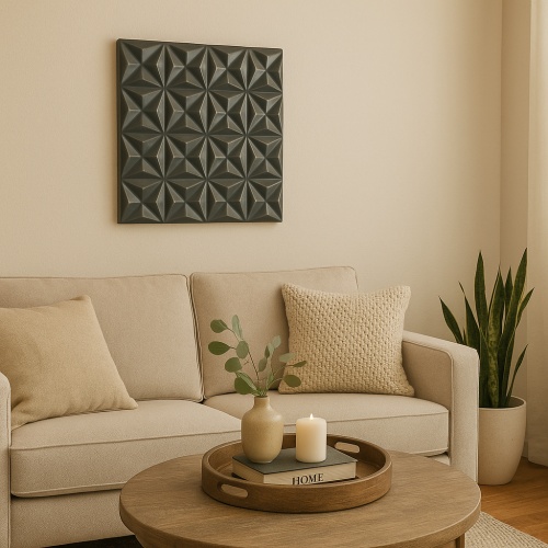 Black Square Shape Handcrafted MDF Wall Decor