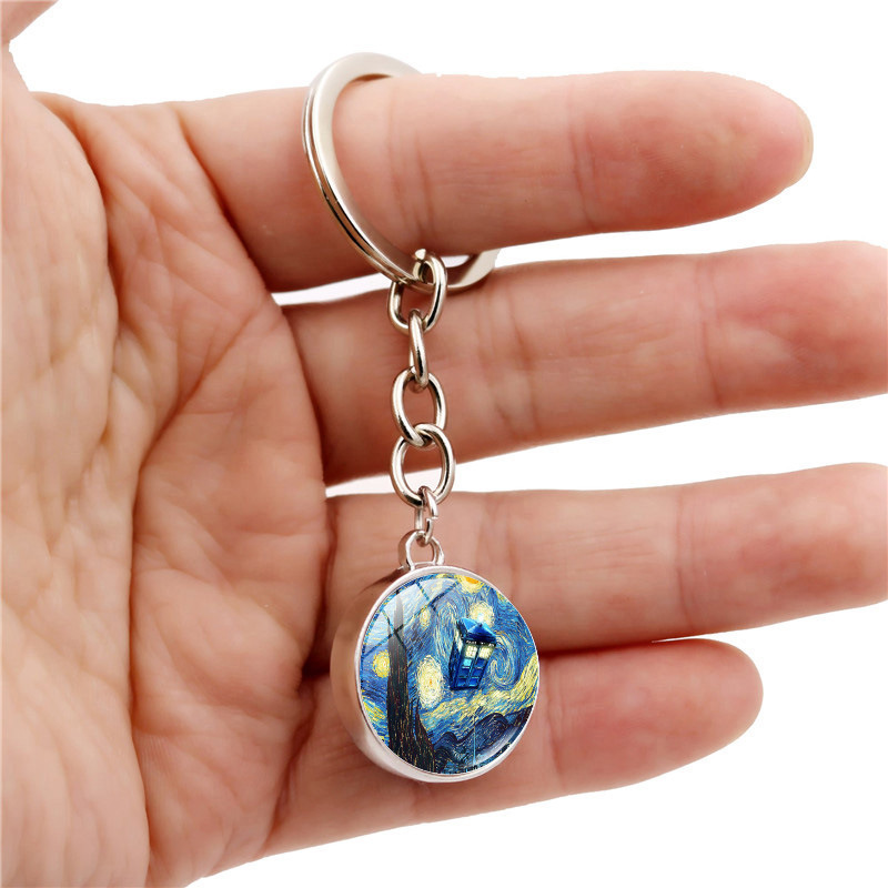 Van Gogh Starry Sunflower Keychain Pendant - Image 8