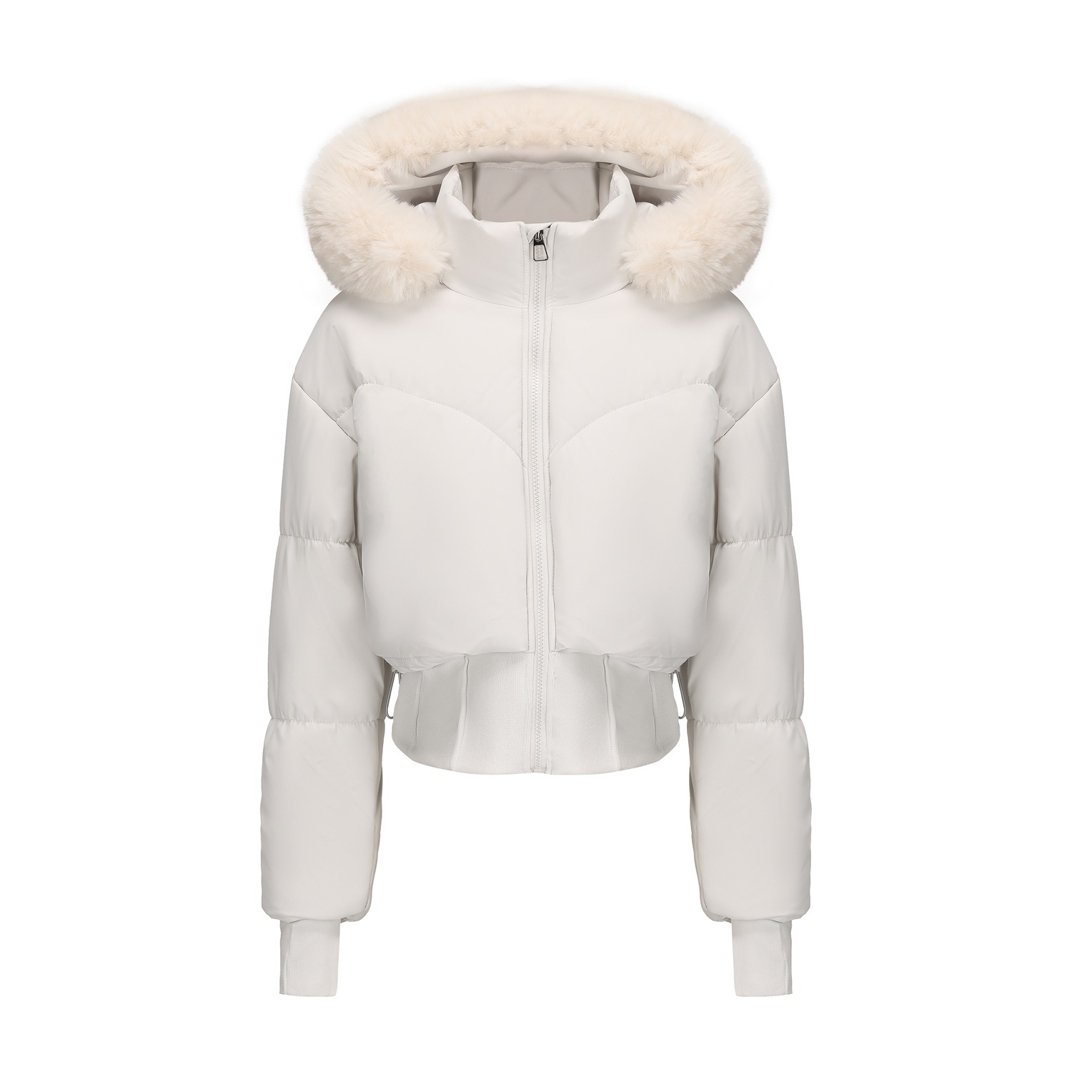 Hooded Large Fur Collar Short Jacket - Image 5