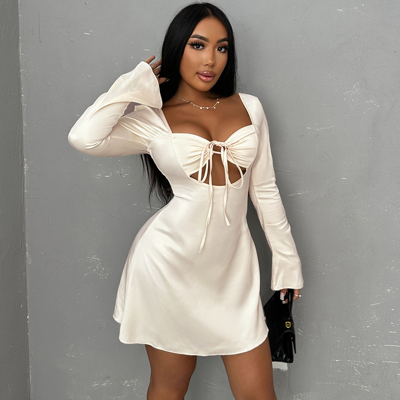 Fashion Slim-Fit Lace up Hollow Dress