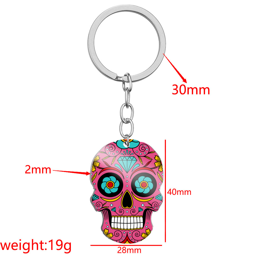 Day Of The Dead Skull Color Printing Key Ring - Image 6