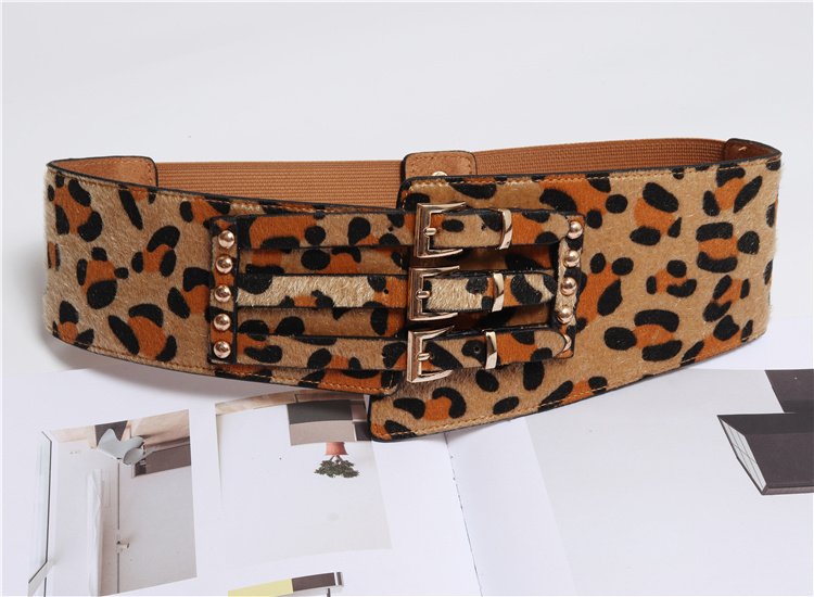 Fashion Irregular Leopard Print Horsehair Belt With Girdle