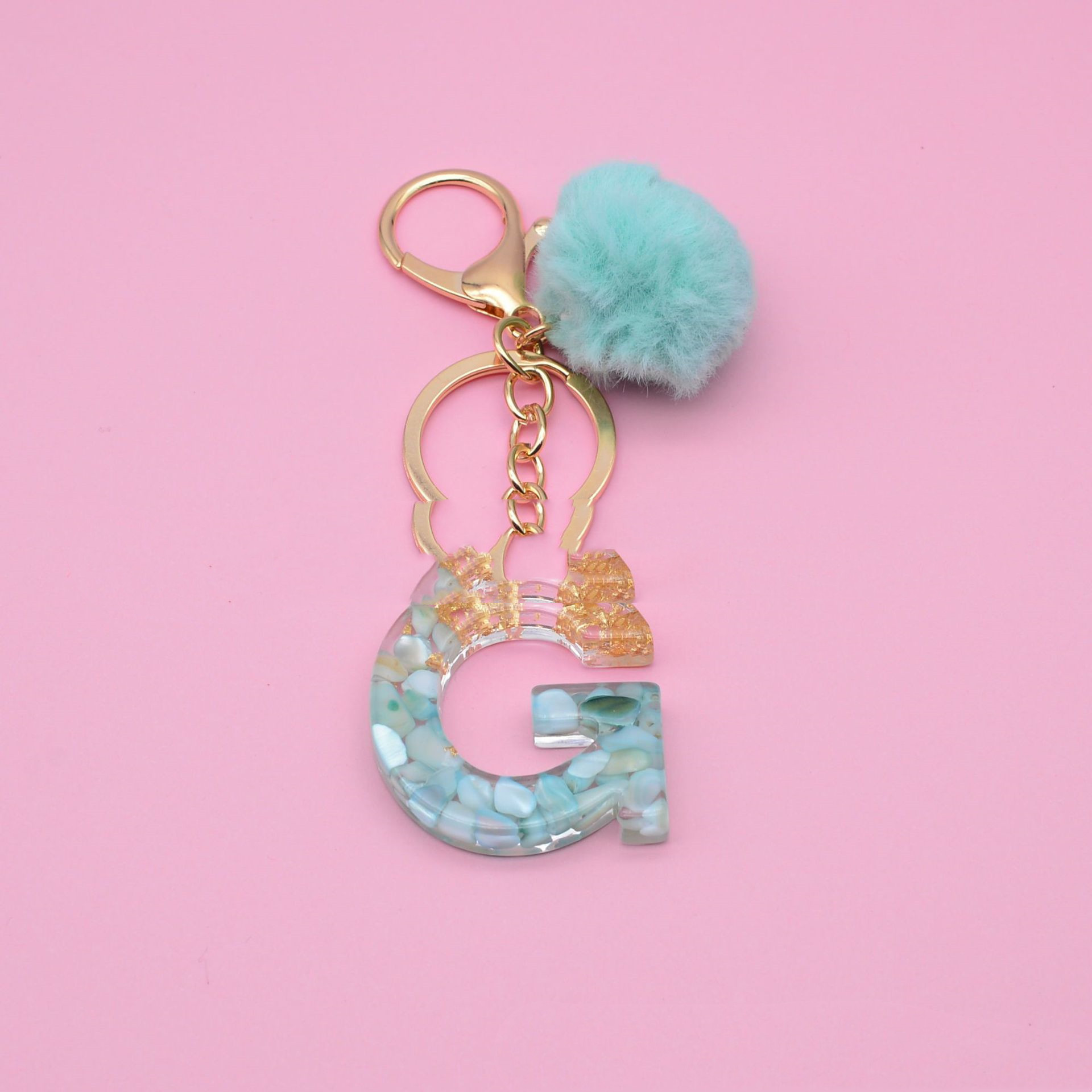 26 English Alphabet Epoxy Keychains Pendant