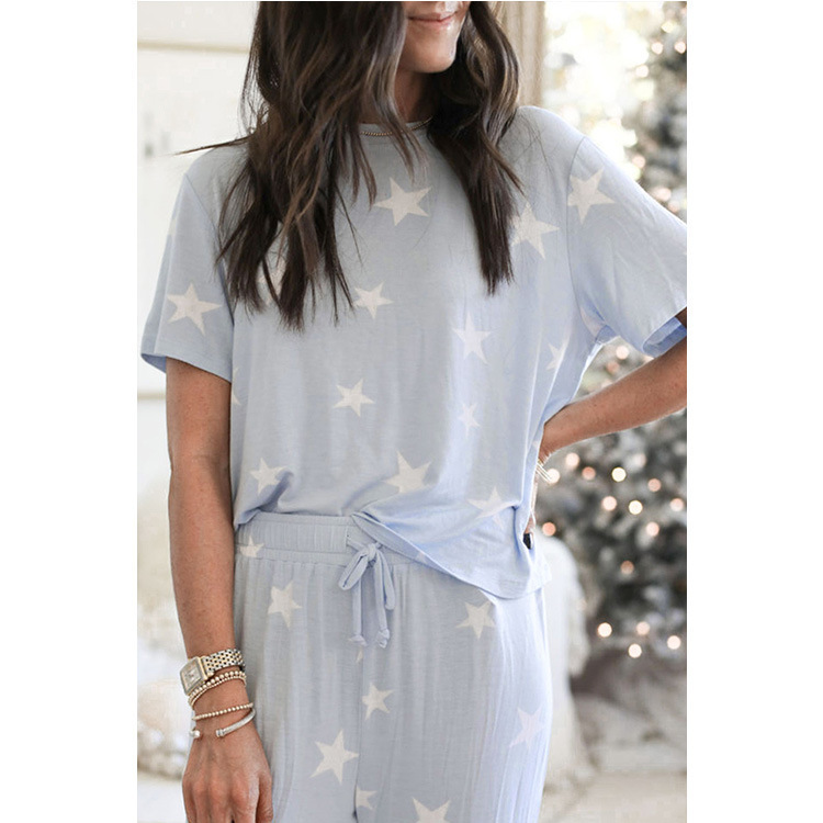2 Pcs Women's Printed Short Sleeve Loungewear - Image 4