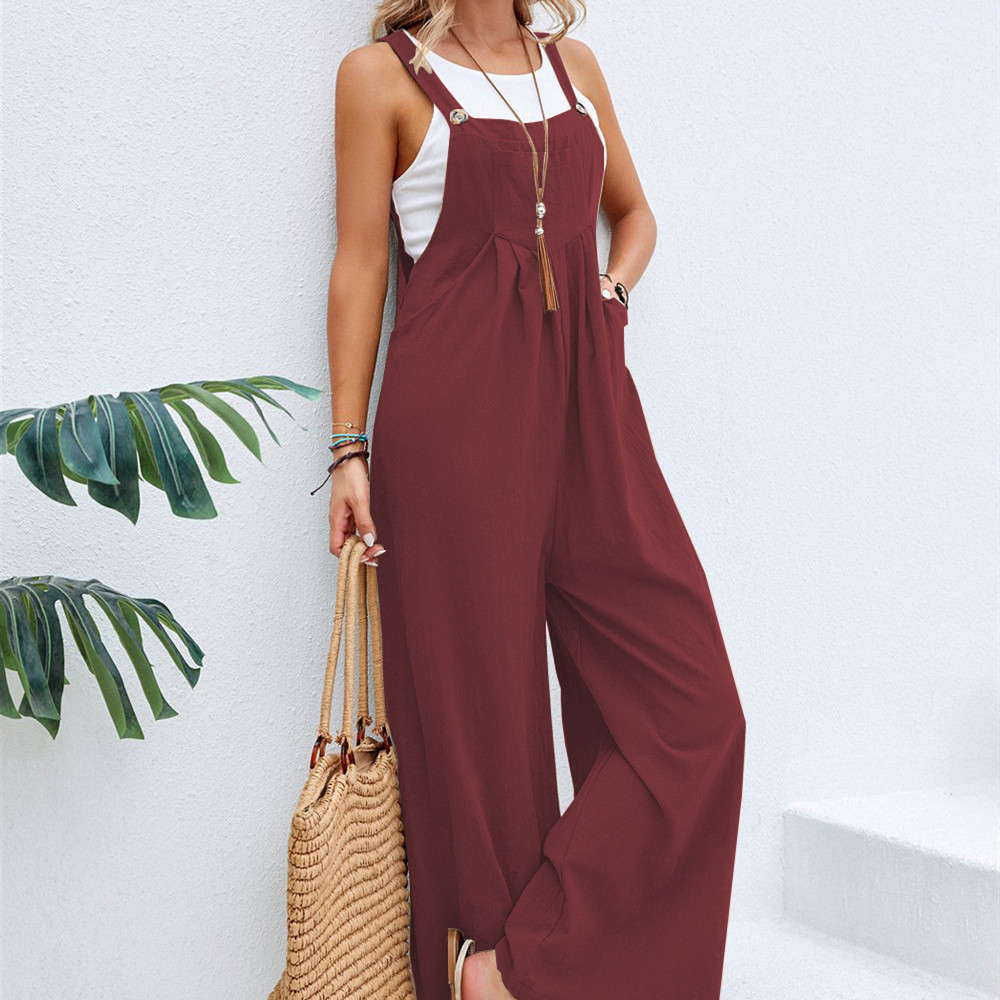 Women Long Casual Loose Jumpsuits With Pockets