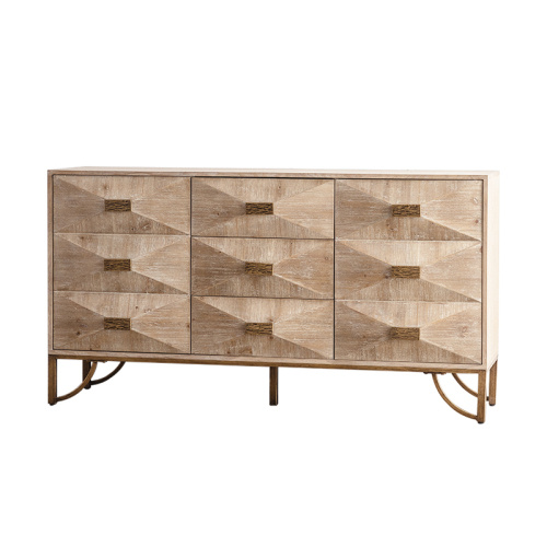 Light Wood 9 Drawers Modern Dressers For Living Room - Image 7