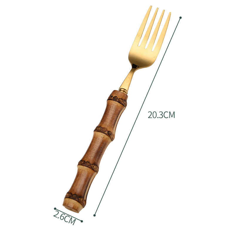 Stainless Steel Bamboo Handle Cutlery Set - Image 2