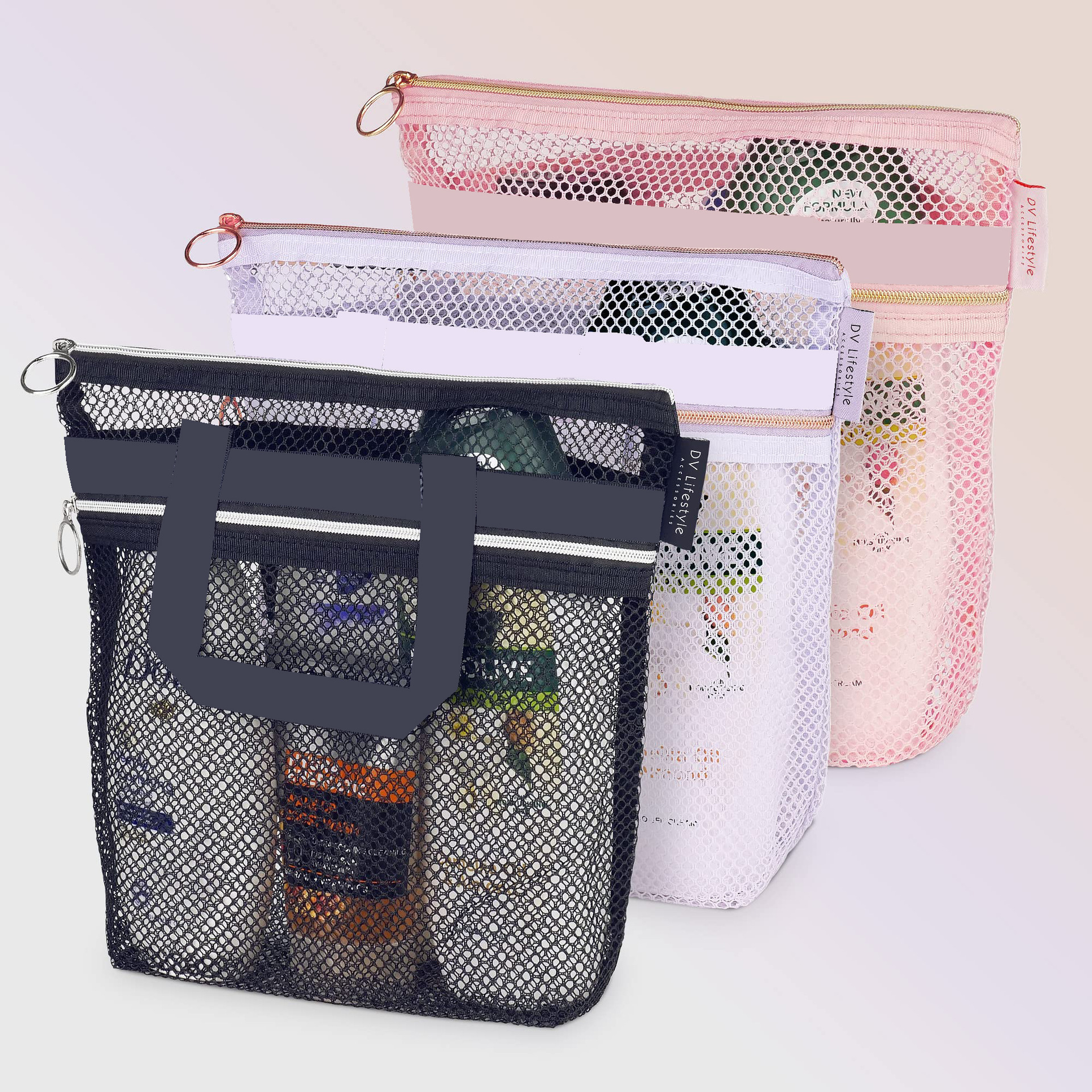 Portable Transparent Mesh Cosmetic Bag