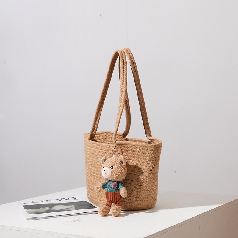 Women's Casual Cotton Shoulder Straw Bag - Image 3