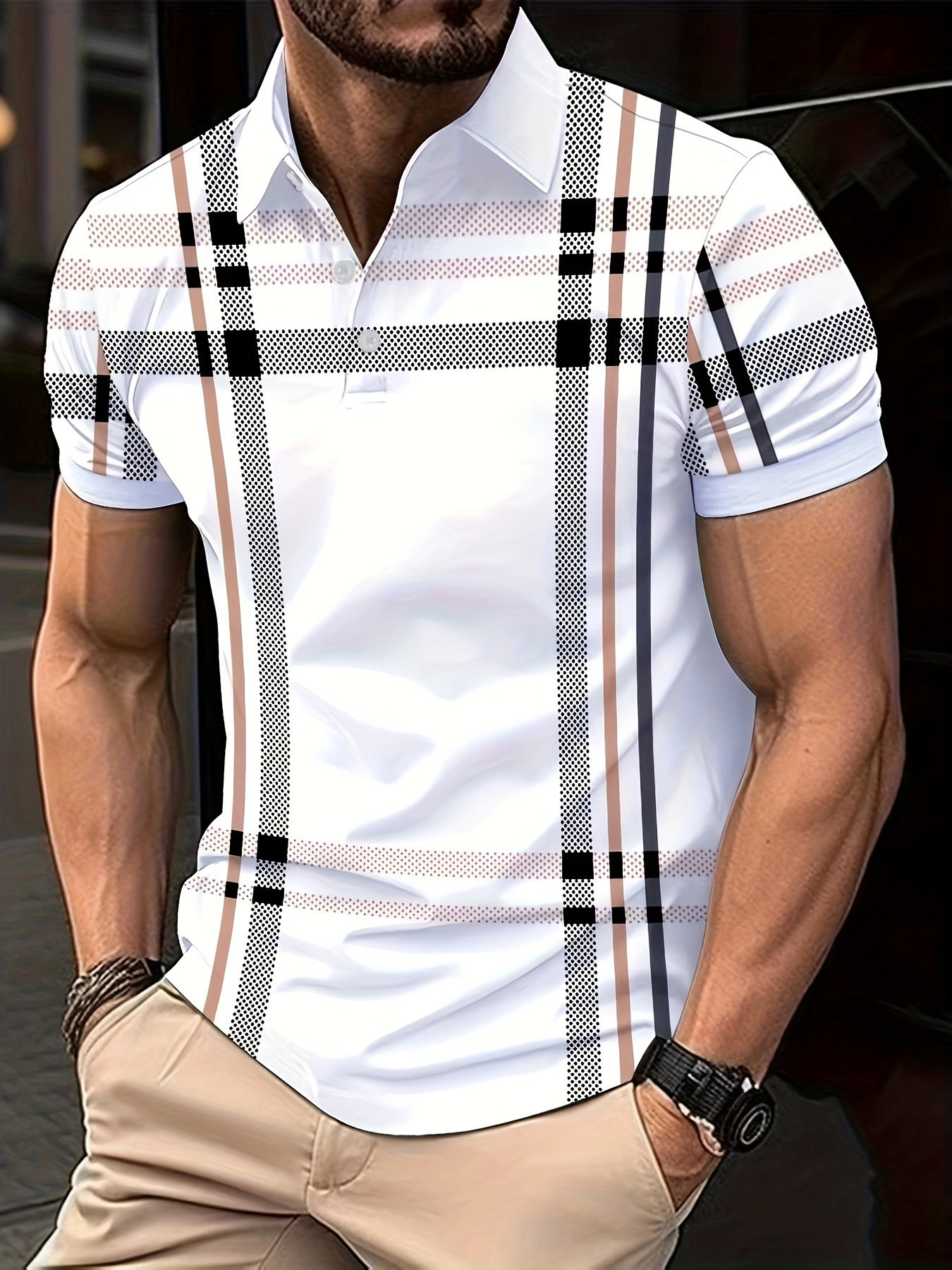 3D Digital Printing Lapel Short Sleeve Pullover - Image 6