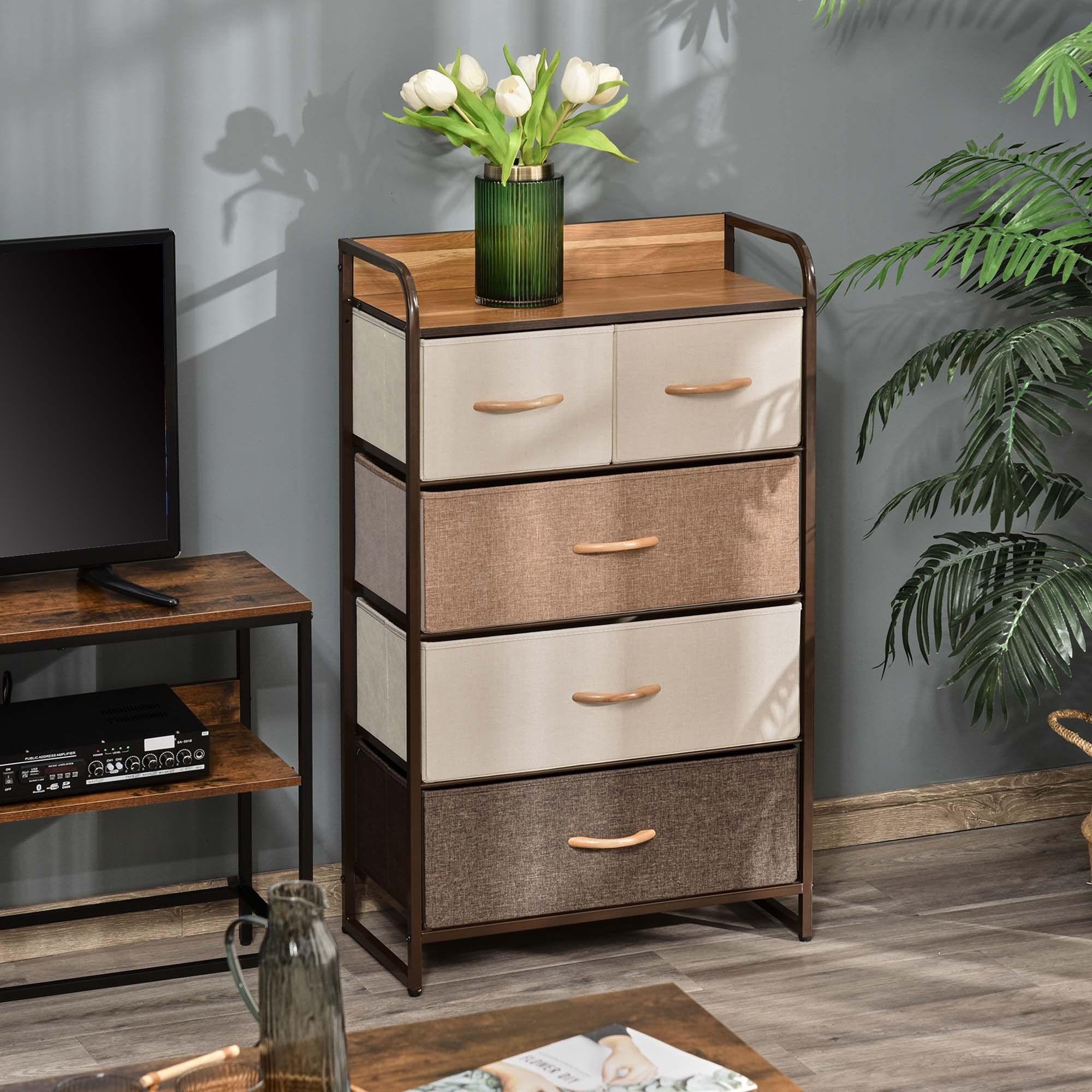 5-Chest of Drawers Tower Organizer with Frame - Image 4