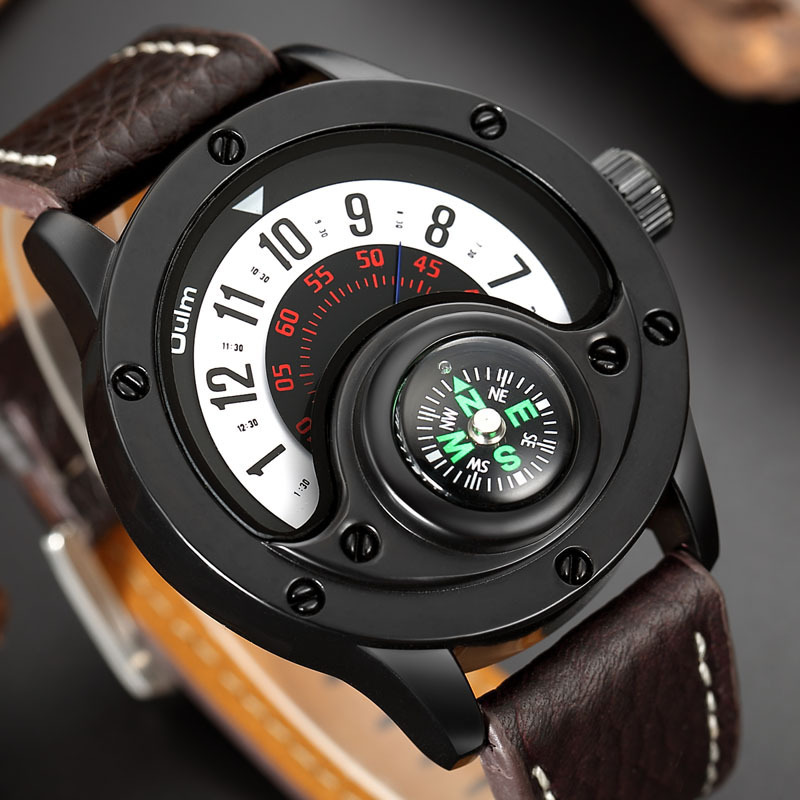 Leather Compass Big Size Watch - Image 5