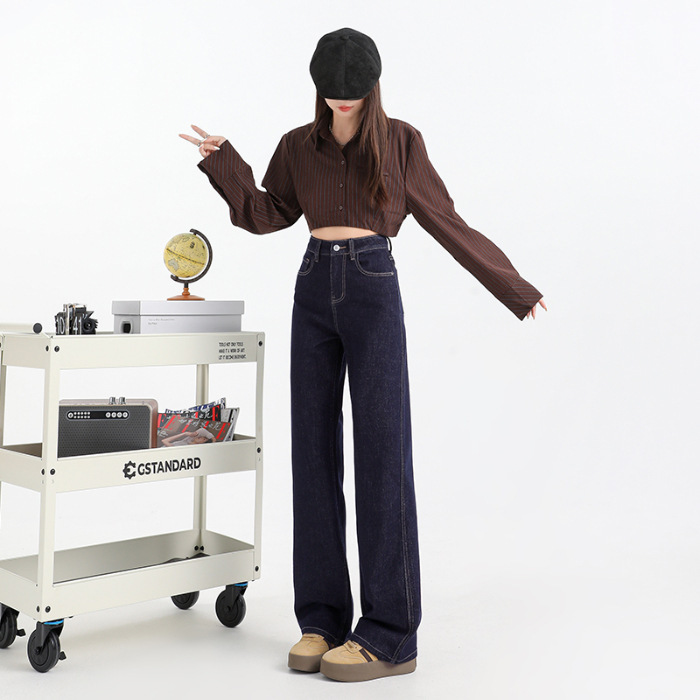 Fleece-lined Thickened Straight Jeans
