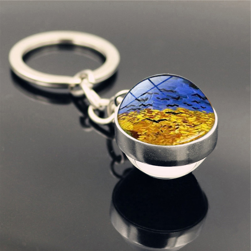 Van Gogh Starry Sunflower Keychain Pendant - Image 5