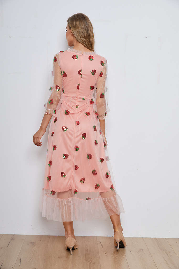 Long-sleeved Sequin Embroidery Dress With Ruffles - Image 9