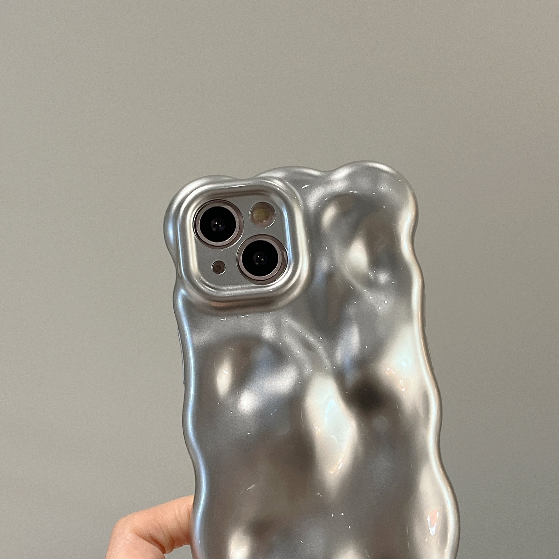 Matte Silver Bubble Phone Case - Image 2