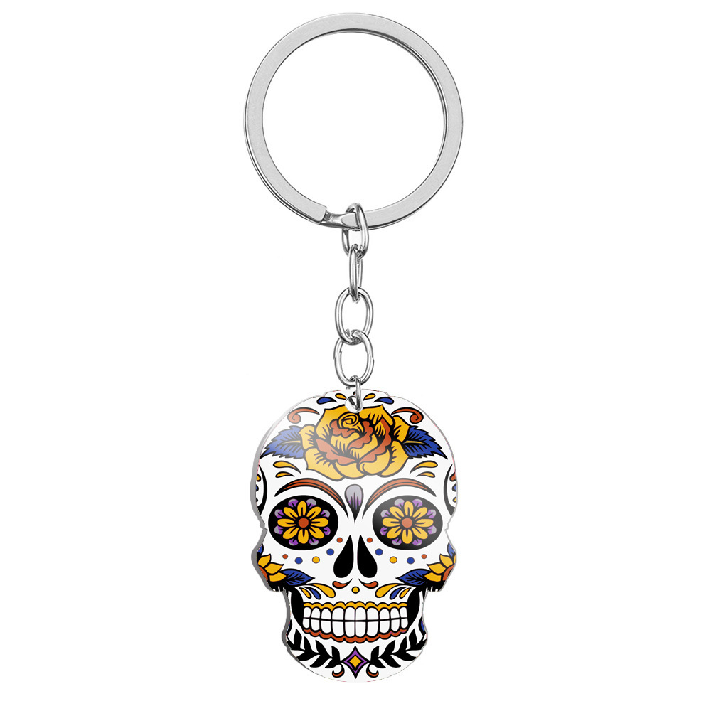 Day Of The Dead Skull Color Printing Key Ring - Image 4