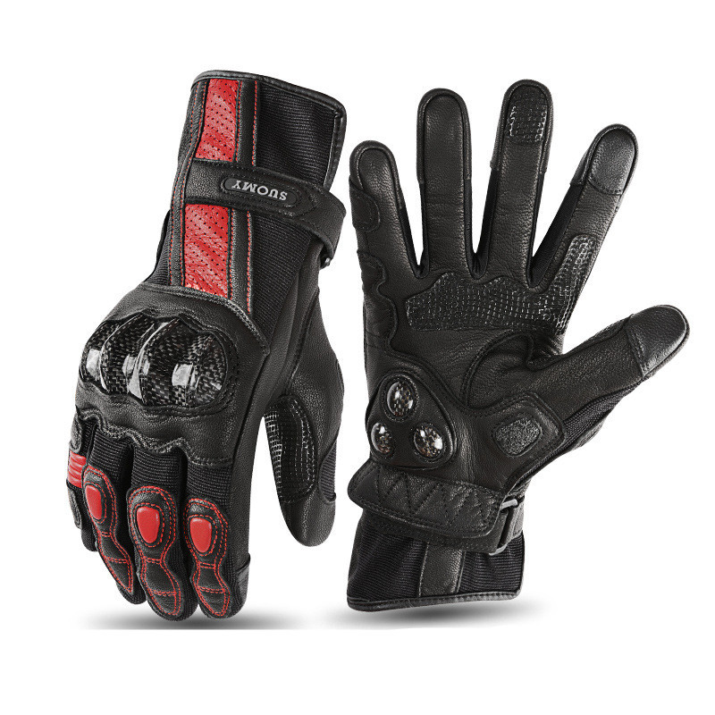 Breathable Racing Leather Motorcycle Riding Gloves - Image 2