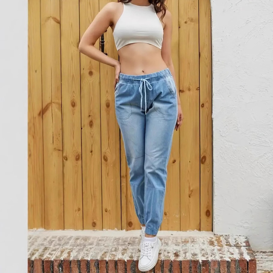 Elastic Waistband Jeans