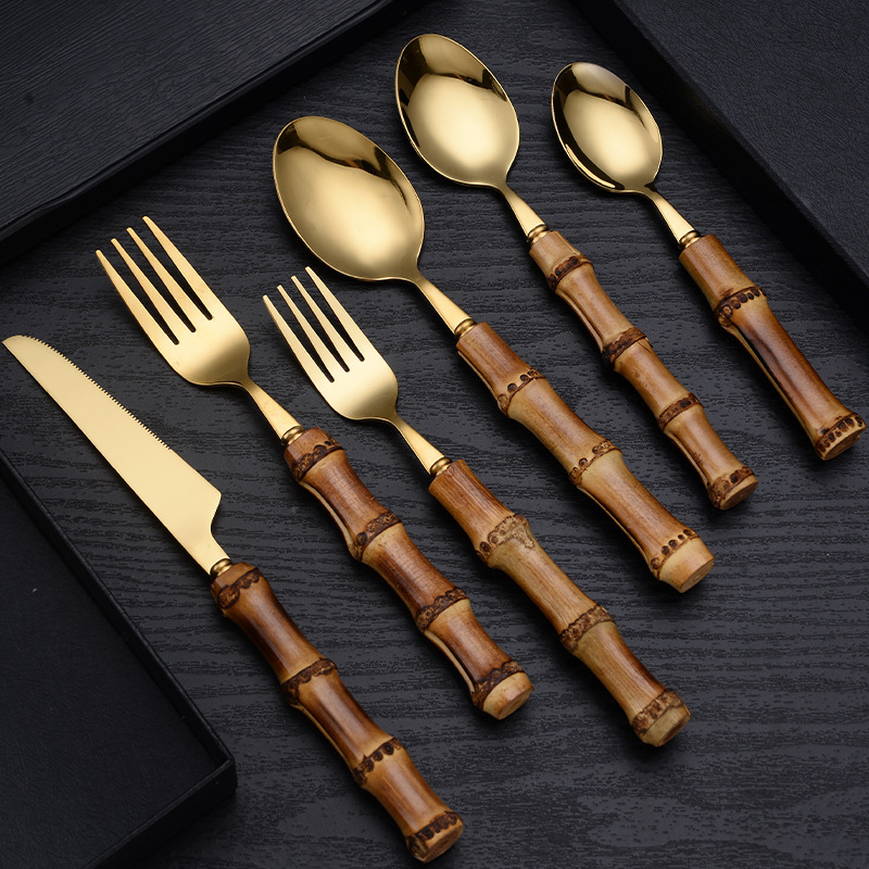 Stainless Steel Bamboo Handle Cutlery Set