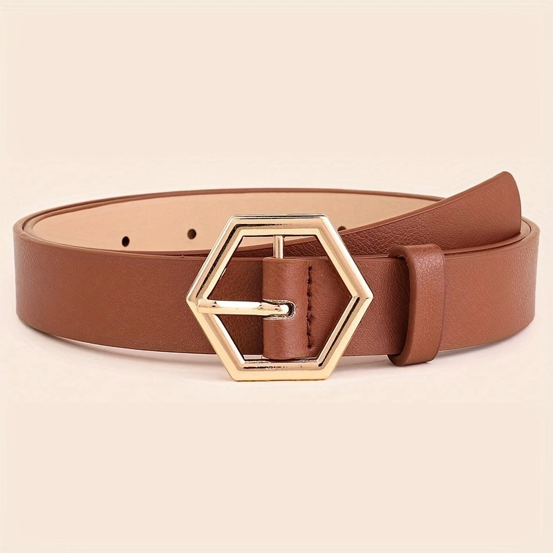 Women's Hexangular Star Irregular Gold Buckle PU Belt - Image 6