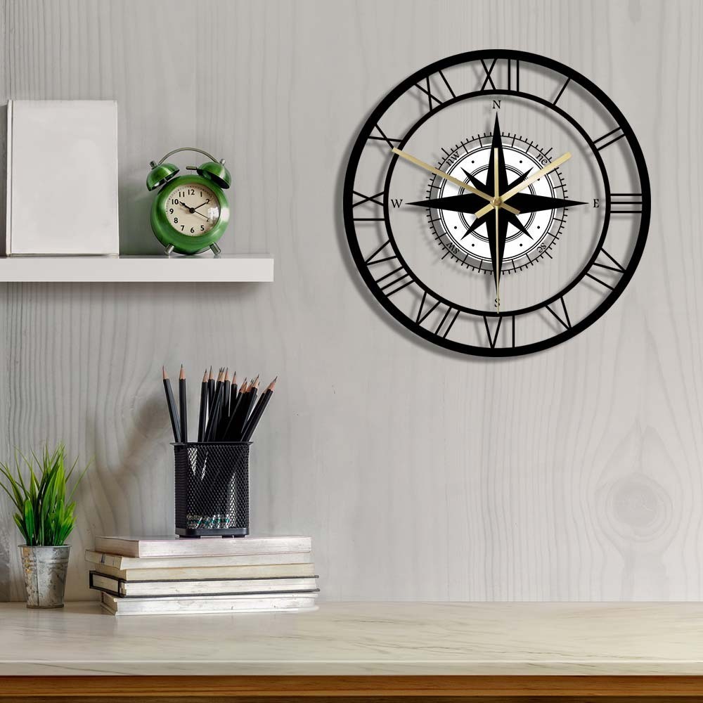 Acrylic Compass Noiseless Clock