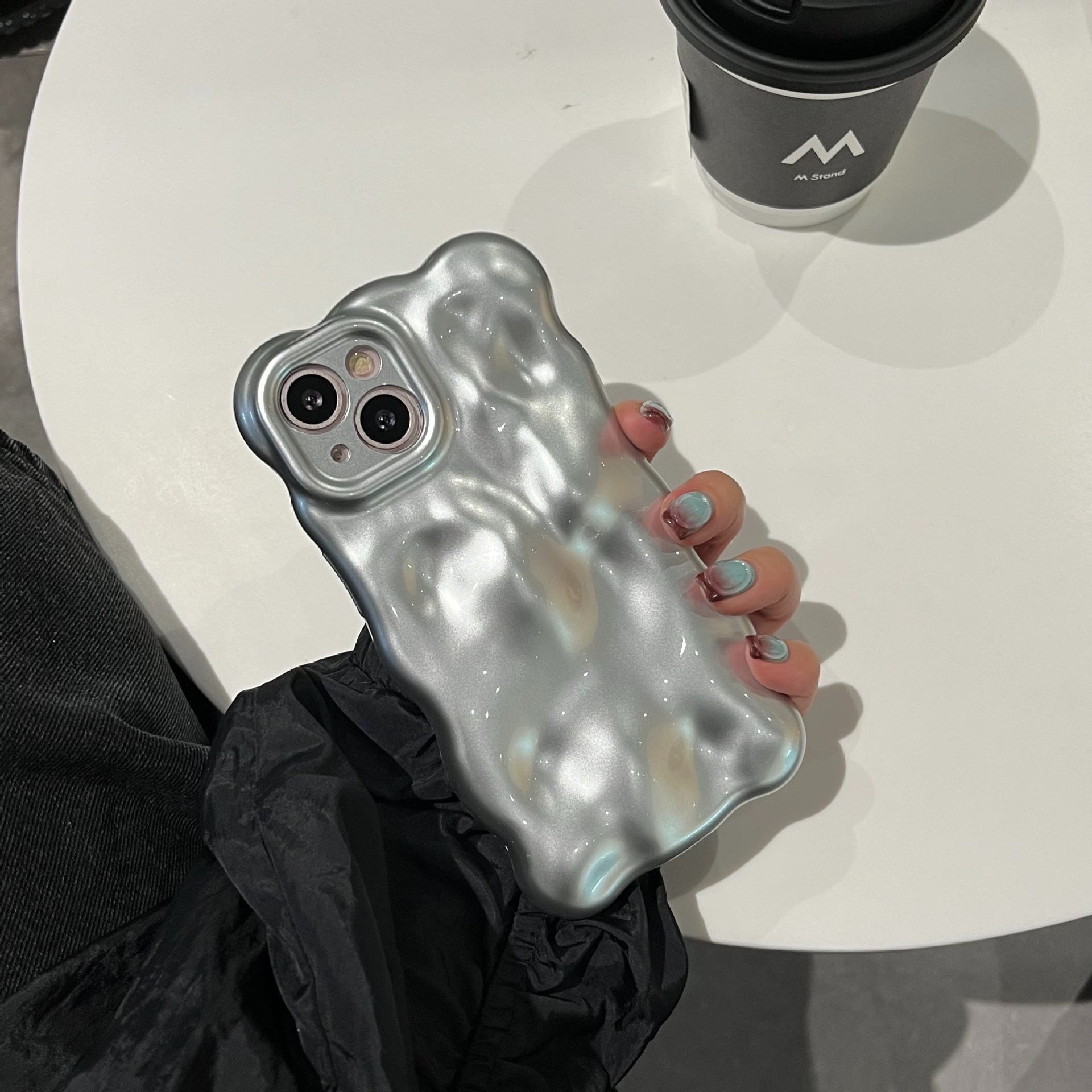 Matte Silver Bubble Phone Case - Image 10