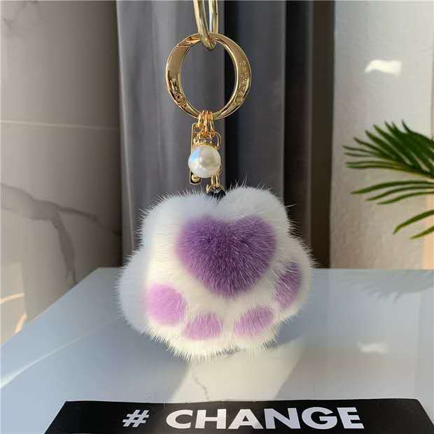 Plush Cat's Claw Fur Ornaments KeyChain - Image 9