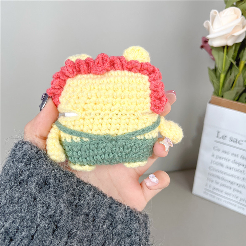 Plush Cartoon Cute Lion Earphone Case - Image 3