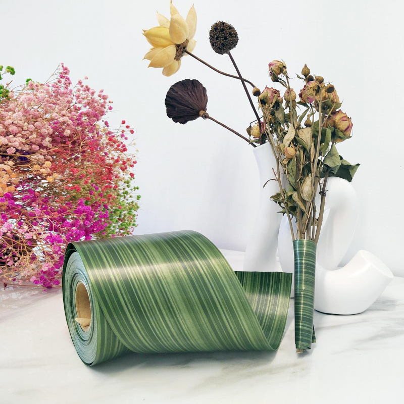 Bark Decorative Titanium Leaf Double Sided Satin Ribbon