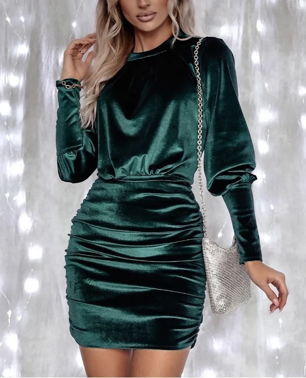 Fashion Sheath Lantern Long Sleeve Dress - Image 6