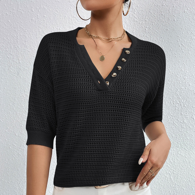 V-neck Hollow Knitwear - Image 2