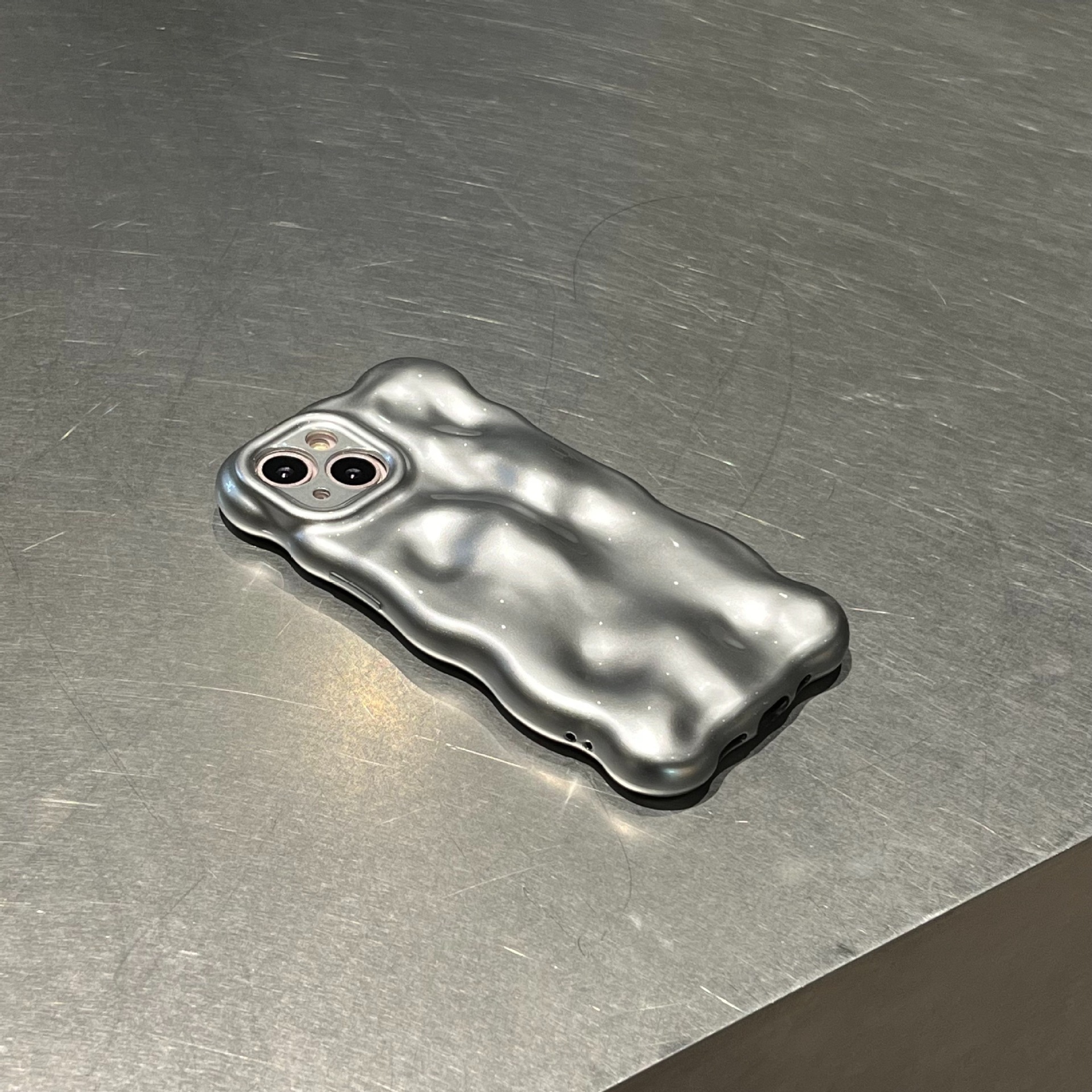Matte Silver Bubble Phone Case - Image 4