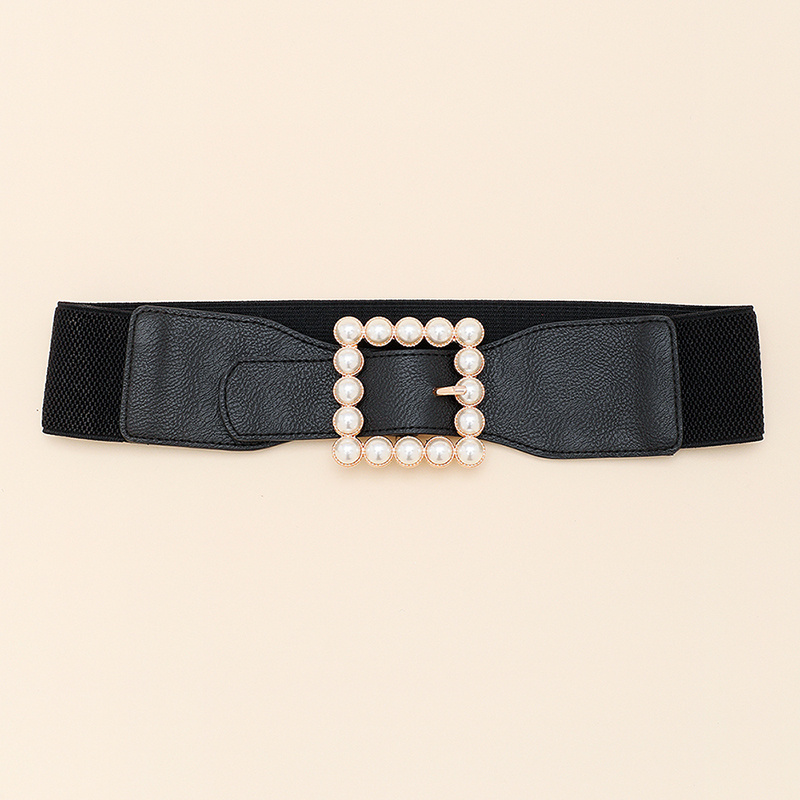 Medium Black Belt With Square Metal Studs For Ladies - Image 4