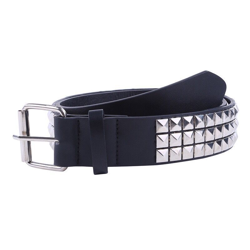 Hollow-out Rivets PU Square Buckle Metallic Belt - Image 2