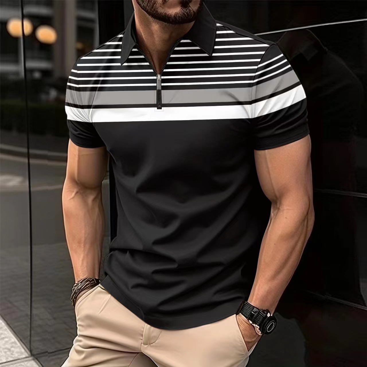 Business Striped Versatile T-Shirt