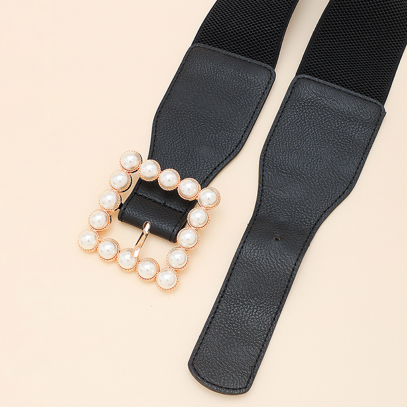 Medium Black Belt With Square Metal Studs For Ladies - Image 5