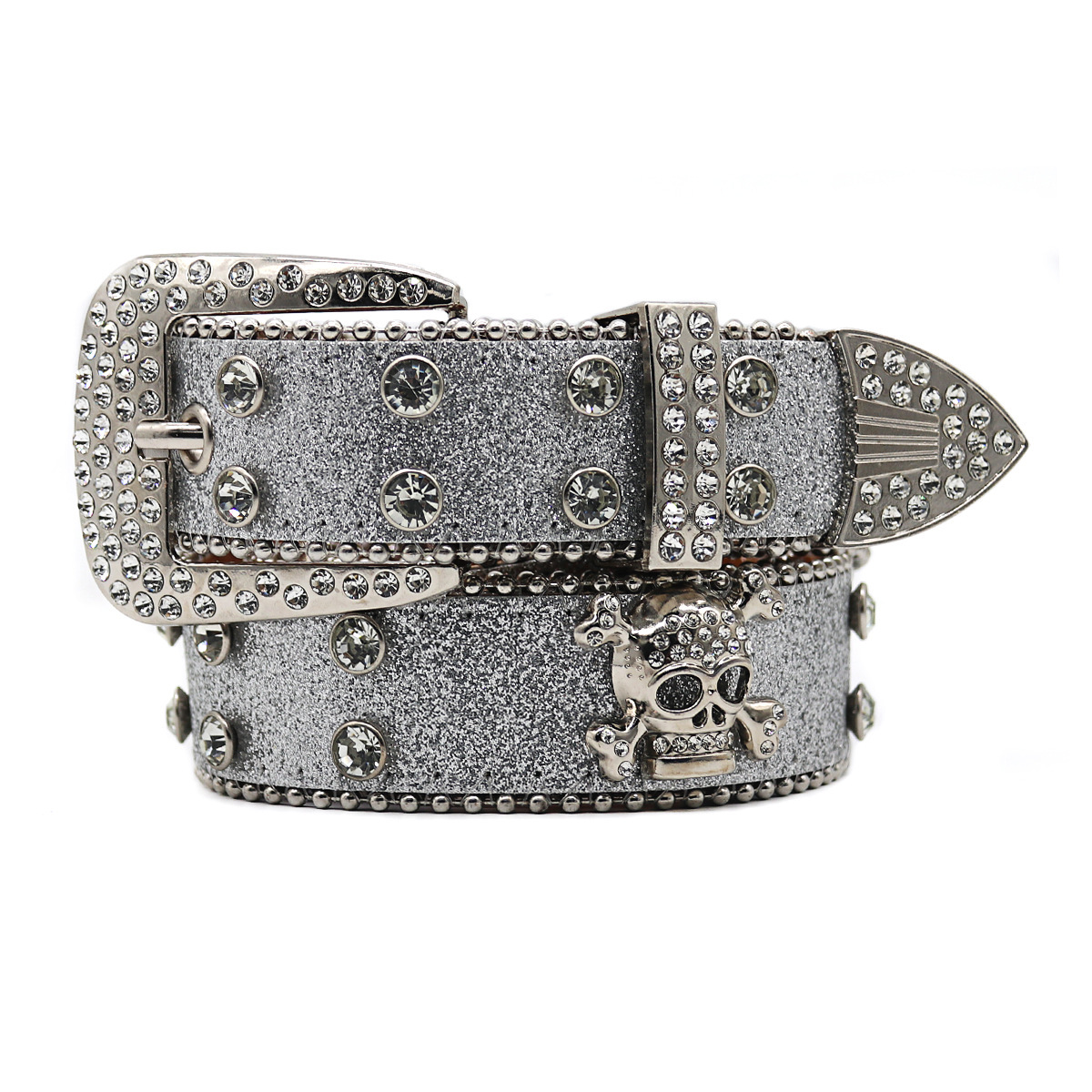 Rhinestone Skull Wide Belt Men - Image 10