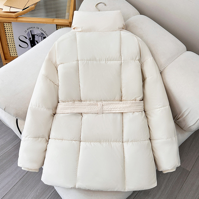 Plaid Sewing Lapel Coat With Lace-up Design - Image 5